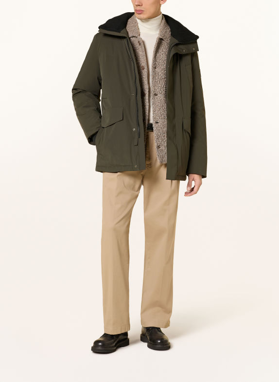 STRELLSON PLAZA Jacket with Detachable Hood DARK GREEN