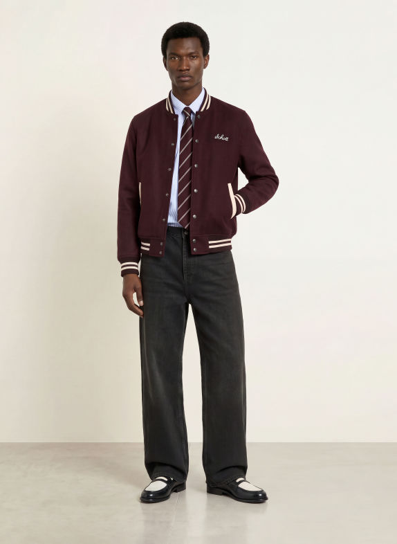 Schott NYC College-Jacke DUNKELROT / CREME
