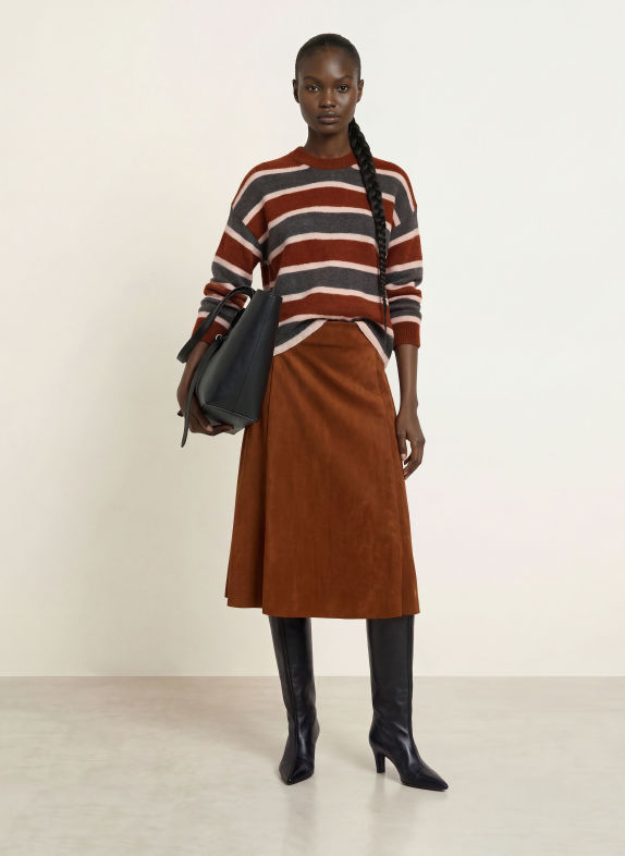 DRYKORN MALESE Sweater with Alpaca BROWN / CREAM / BLUE GRAY