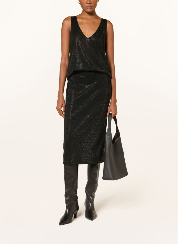 BOSS FELMIRA-rok met sierstenen ZWART