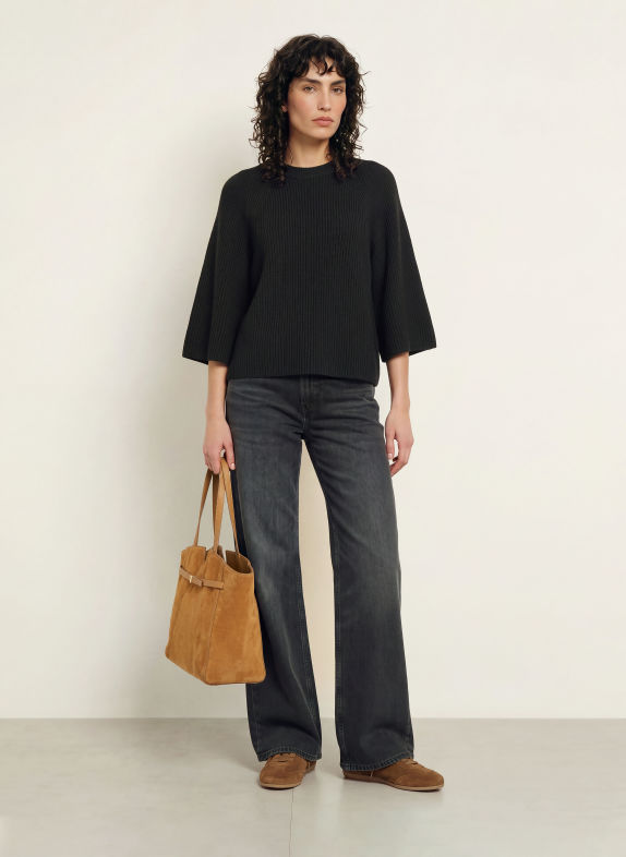 BOSS FALINAS Sweater with 3/4 Sleeves BLACK