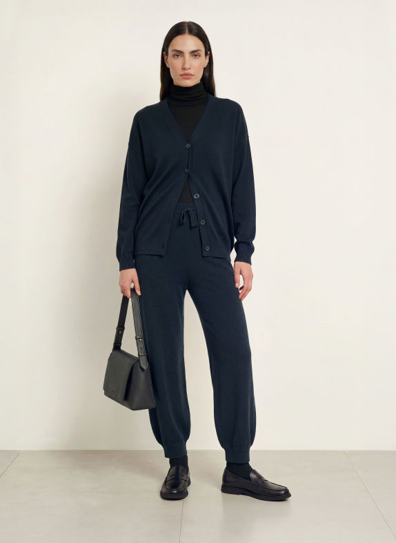 BOSS Strickhose FYLINDRA aus Cashmere DUNKELBLAU