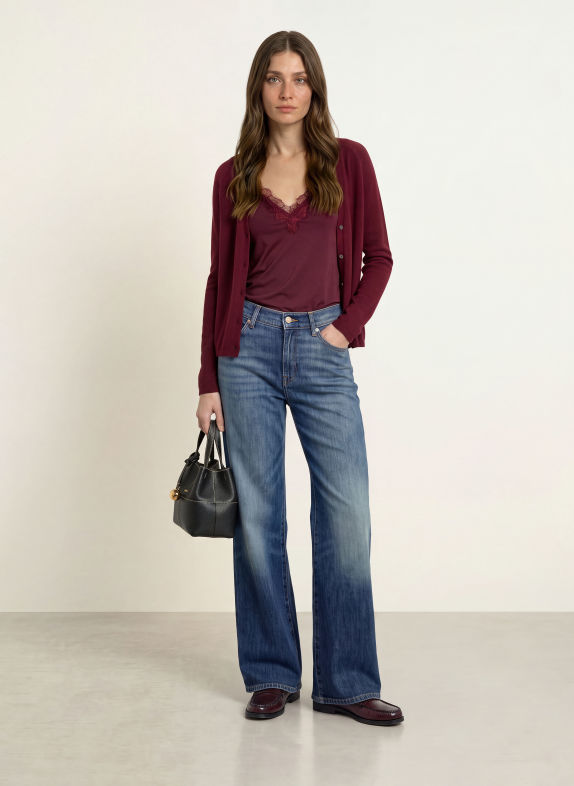 rosemunde BRIDGET Top with Lace DARK RED