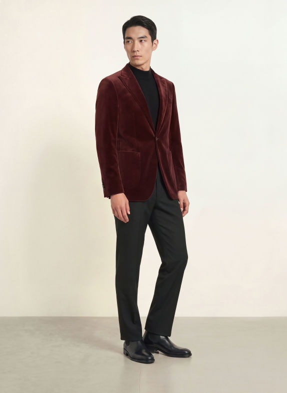 BALDESSARINI Veste en velours coupe slim ROUGE FONCÉ