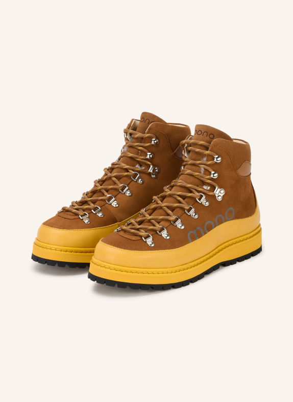 mono Boots à lacets VIDDA COGNAC / ARGENT / JAUNE