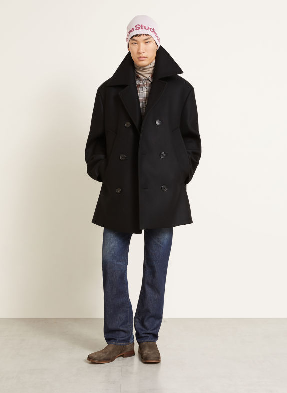 Acne Studios Caban kabát ČERNÁ
