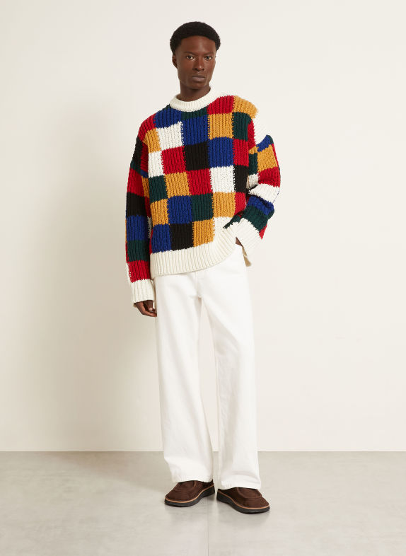 Ami Paris Sweater ECRU / RED / BLUE