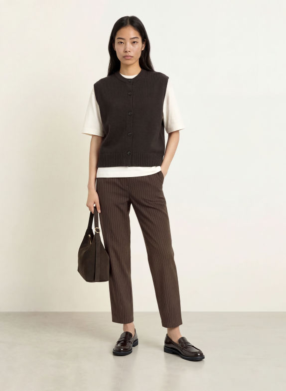 YERSE GALWAY45 Trousers DARK BROWN / CREAM