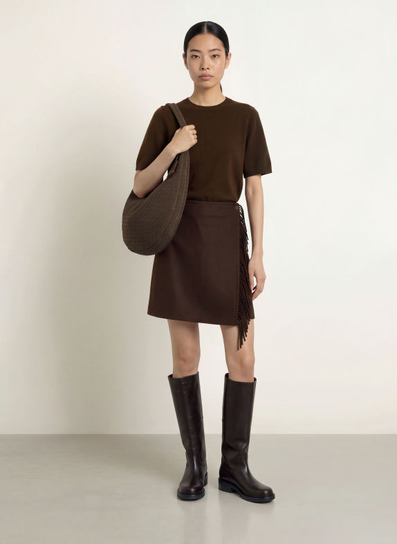 YERSE Wrap skirt SULLY45 DARK BROWN
