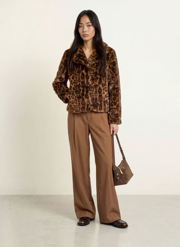 YERSE Faux Fur Jacket TWIGGY45 BROWN / DARK BROWN / BLACK
