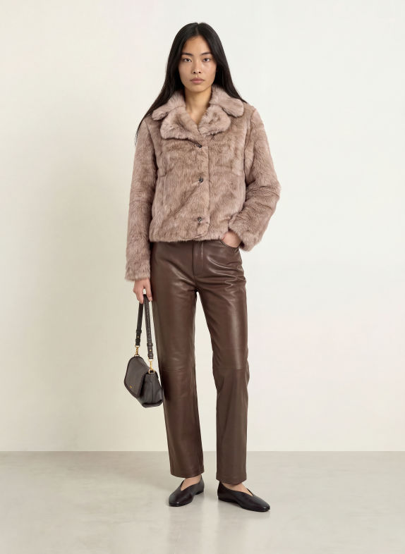 YERSE Faux Fur Jacket TWIGGY45 TAUPE