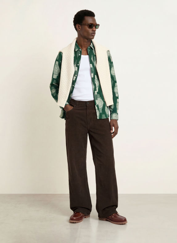 BLKVIS Regular-Fit Shirt DARK GREEN / CREAM