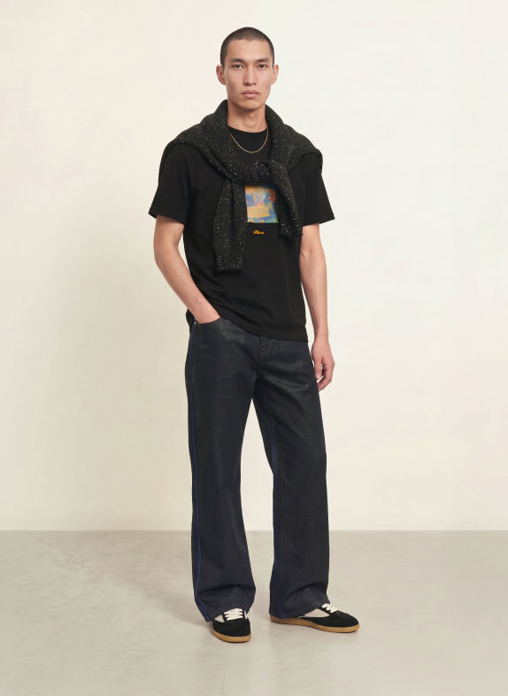 BLKVIS T-shirt DIGGIN CRATES NOIR / JAUNE FONCÉ / BLEU PÉTROLE