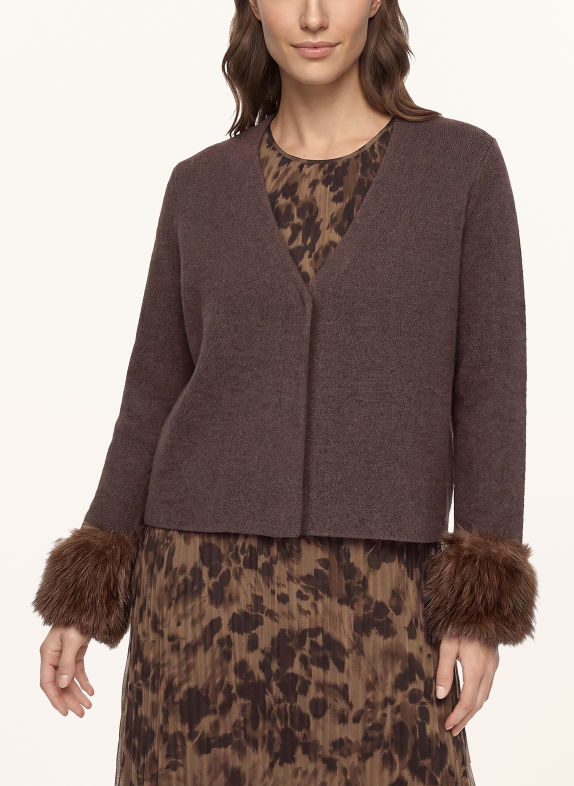 Betty Barclay Cardigan with faux fur DARK BROWN