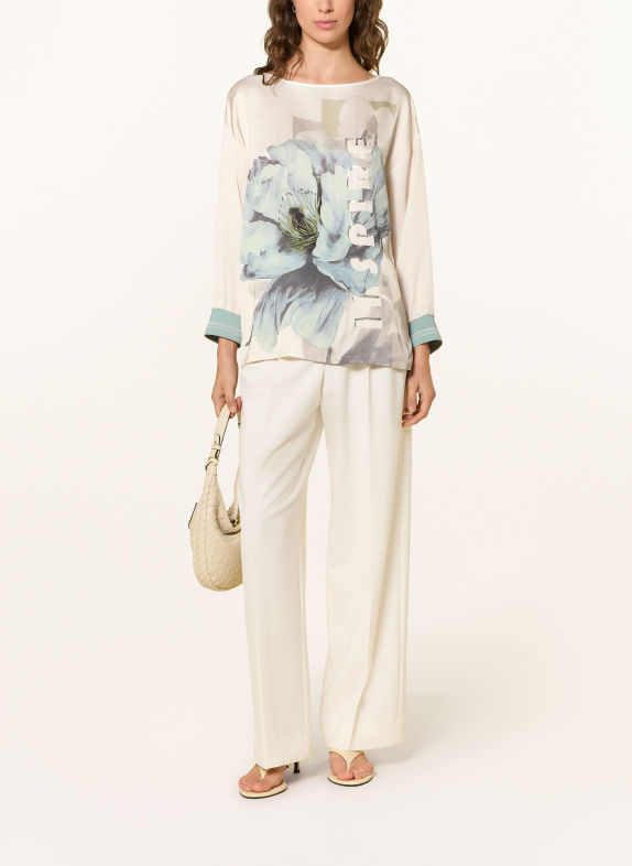 Betty Barclay Shirt blouse with 3/4 sleeves and glitter thread BEIGE / LIGHT GREEN / LIGHT BLUE