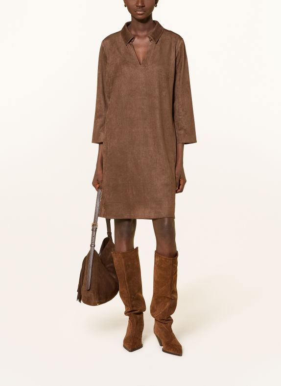 Betty Barclay Leather-look dress with 3/4 sleeves BROWN