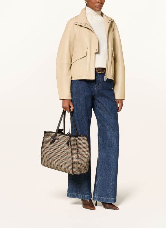 GIANNI CHIARINI Sac cabas MARCELLA avec Pochette CRÈME / MARRON FONCÉ / KAKI