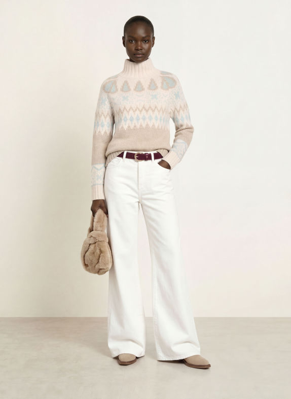 HERNO Pullover ECRU / TAUPE / HELLBLAU