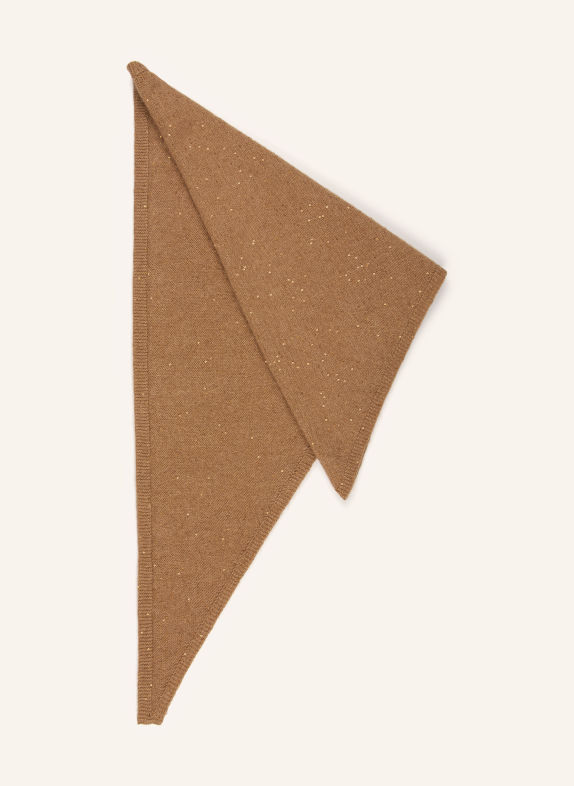 FABIANA FILIPPI Triangular scarf with sequins COGNAC