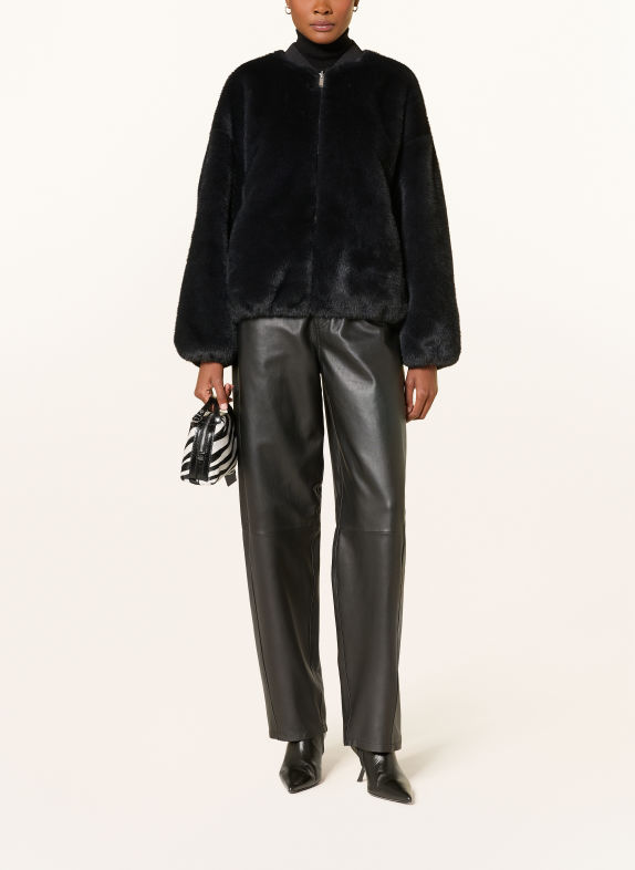 STUDIO AR ETTA Reversible Faux Fur Bomber Jacket DARK GRAY