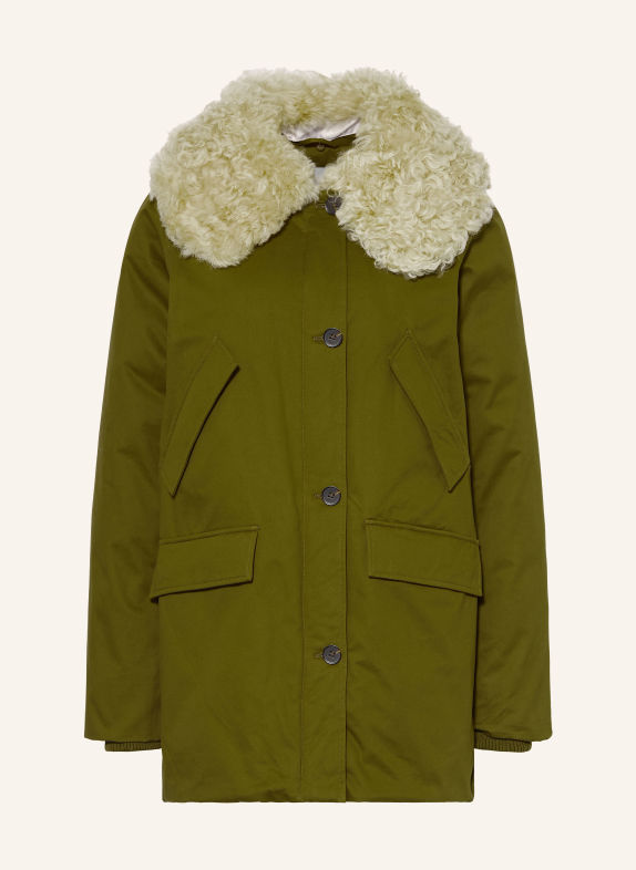 IQ STUDIO Parka with detachable collar OLIVE / WHITE