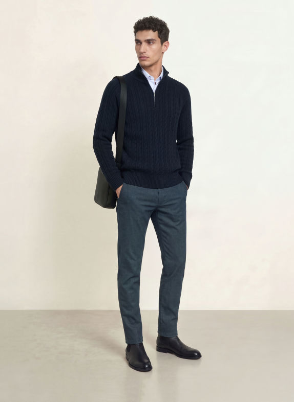 BOSS Slim-Fit Flannel Chinos DARK BLUE