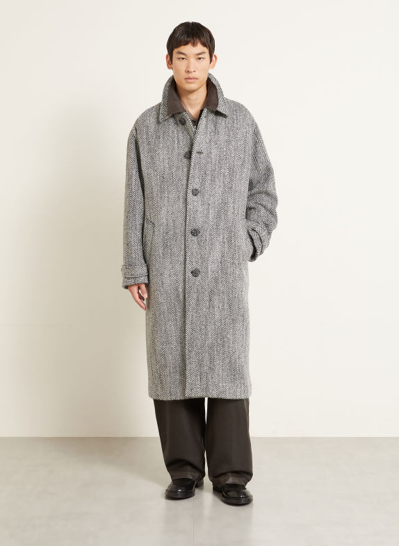 DOLCE & GABBANA Manteau en laine NOIR / BLANC
