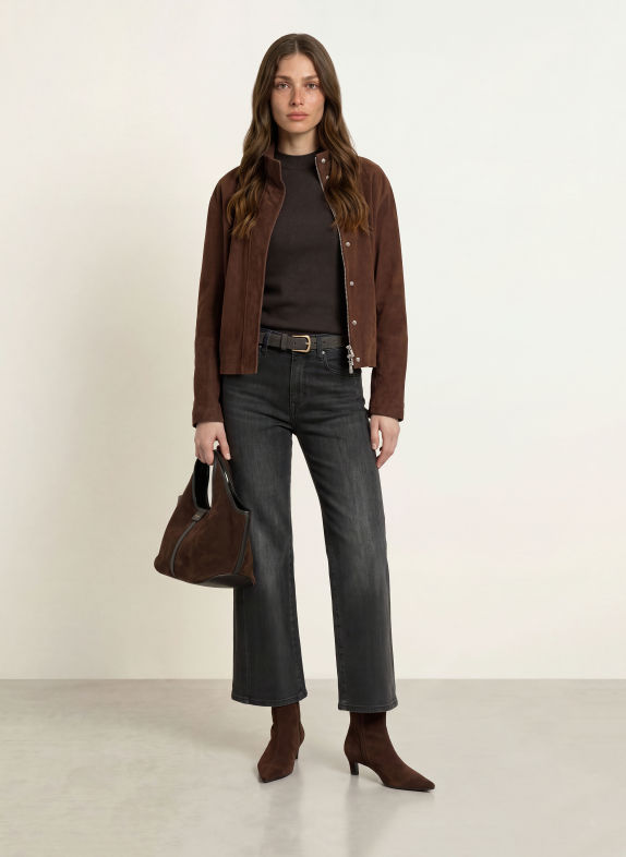 RAFFAELLO ROSSI Jeansy straight KIRA CROP S 980 ASPHALT