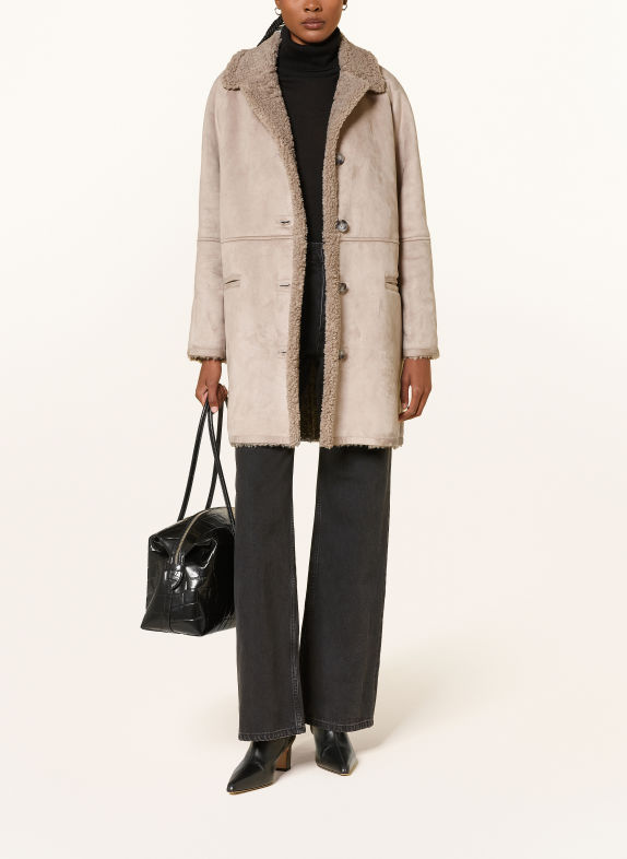 lilienfels Faux leather coat with faux fur BEIGE