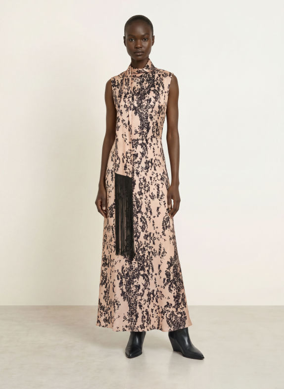 ottod'ame Schluppenkleid HELLBRAUN / SCHWARZ