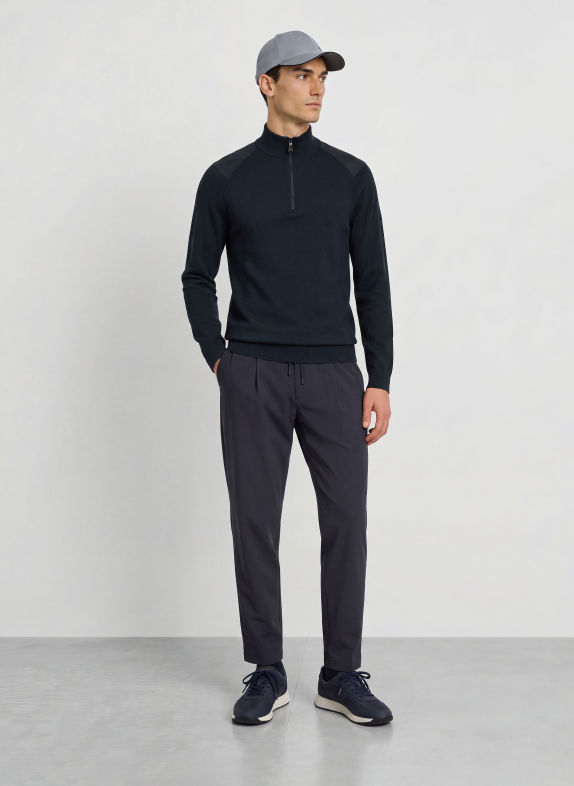 BOSS Half-zip sweater RANK DARK BLUE