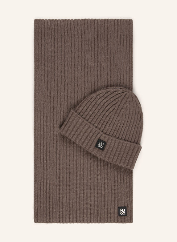 HUGO ZASGO Set: Scarf and Hat TAUPE