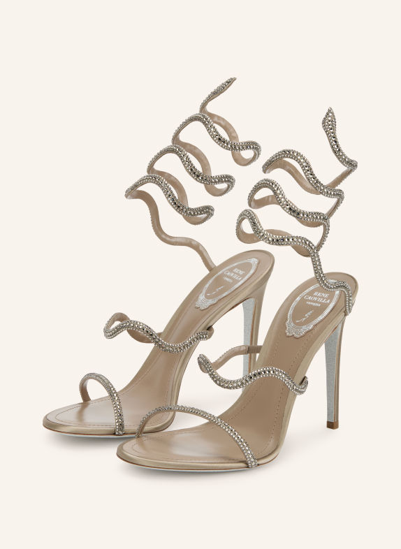 RENE CAOVILLA ONDA Sandals with Rhinestones SILVER / PLATINUM