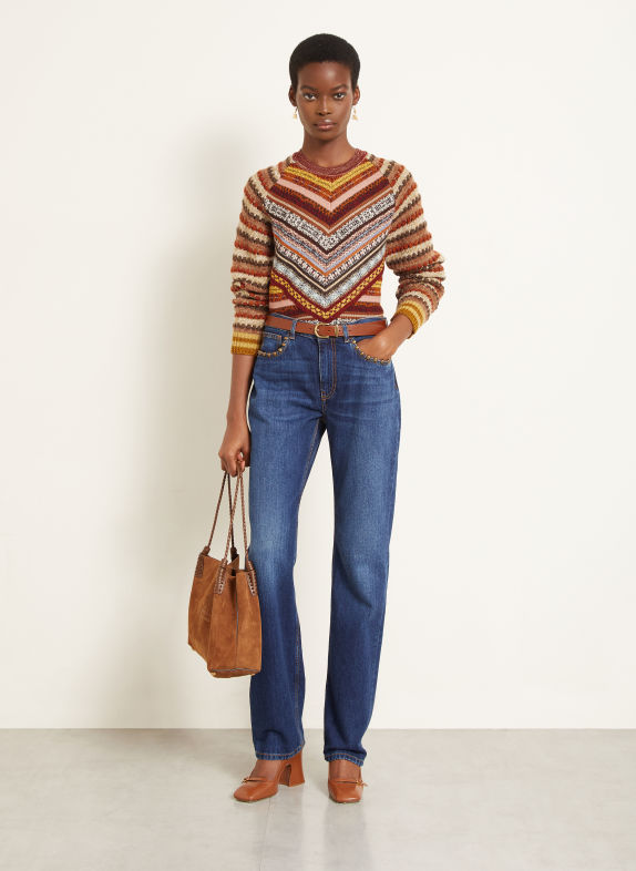 ETRO Sweater with glitter yarn DARK RED / YELLOW / LIGHT BLUE