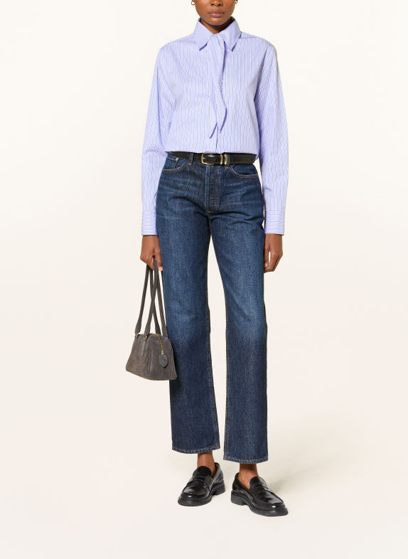 ROBERT FRIEDMAN Shirt blouse with detachable bow tie LIGHT BLUE / DARK BLUE / WHITE