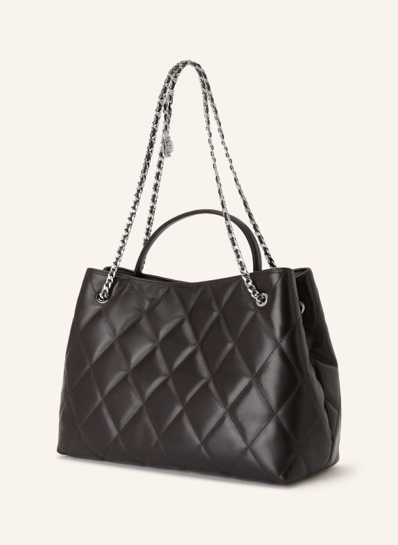 TORY BURCH FLEMING CARRYALL Handbag DARK BROWN / SILVER