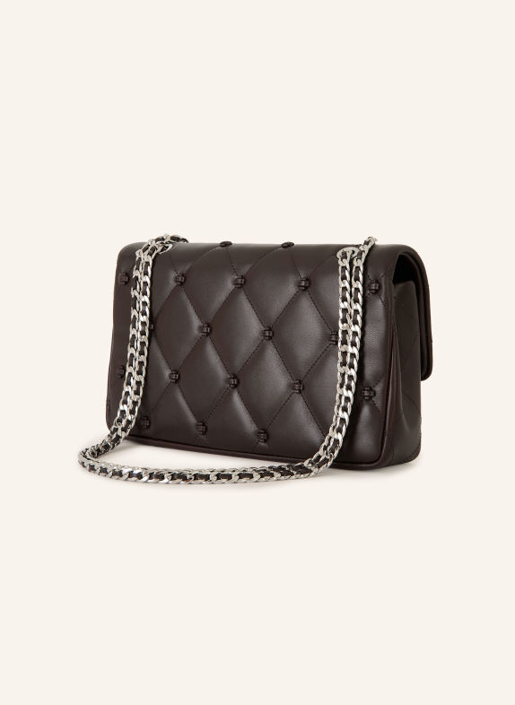TORY BURCH Umhängetasche BUNNY KNOT DUNKELBRAUN / SILBER