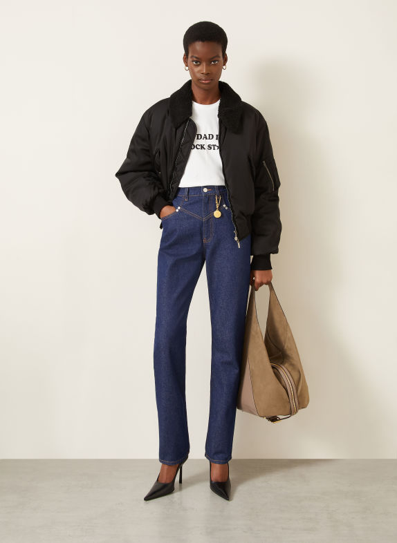 STELLA McCARTNEY Rovné džíny s cvočky 4116 DENIM CLASSIC WASH