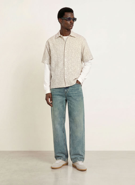 WOODBIRD Jeans WBLEROY Loose Tapered Fit Washed Mid Blue