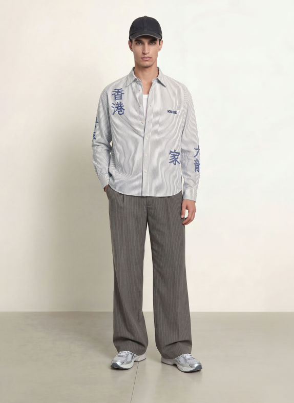WOODBIRD Cămașă WBXING Comfort Fit ALB / GRI ÎNCHIS / ALBASTRU ÎNCHIS