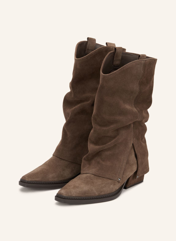 UNISA GURIA Cowboy boots with Studs BROWN / SILVER