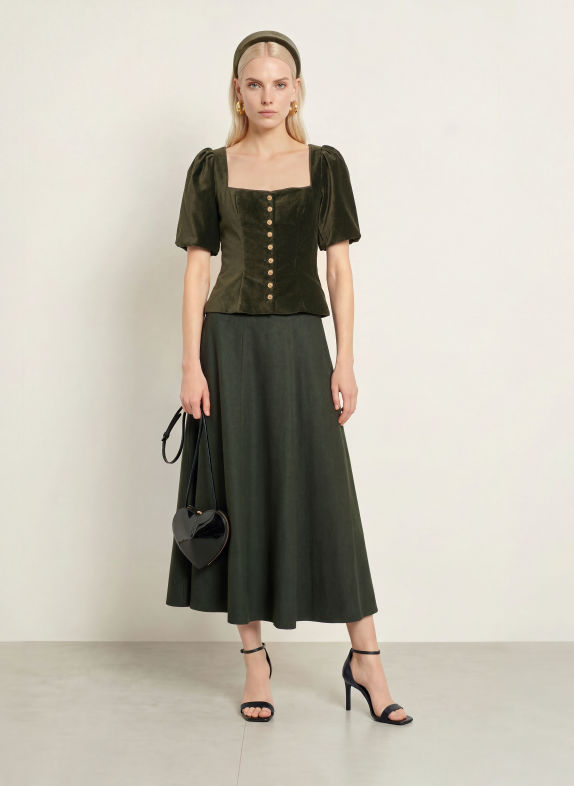 KINGA MATHE LONI Traditional bodice OLIVE