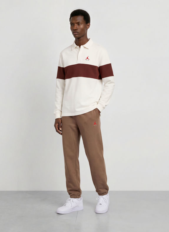 JORDAN BROOKLYN Loose-Fit Jersey polo shirt CREAM / DARK RED