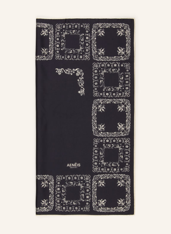 AENEIS Silk scarf BLACK / ECRU