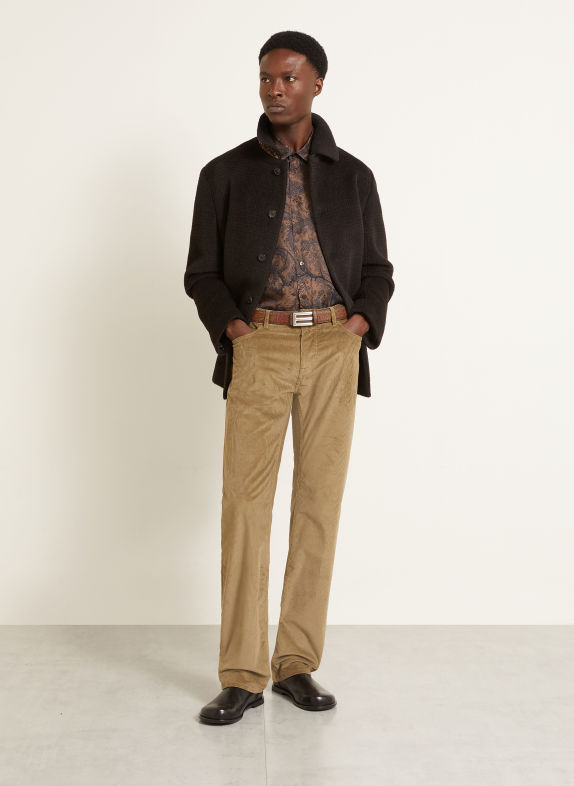 ETRO Chemise en soie coupe confortable MARRON / MARRON FONCÉ