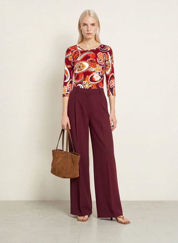 efixelle Shirt mit 3/4-Arm DUNKELROT / DUNKELORANGE / WEISS
