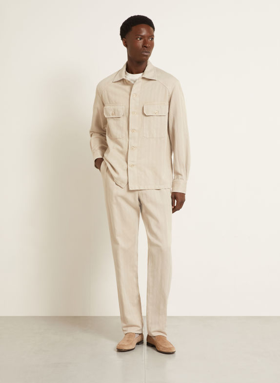 RALPH LAUREN PURPLE LABEL Linen Overshirt CREAM