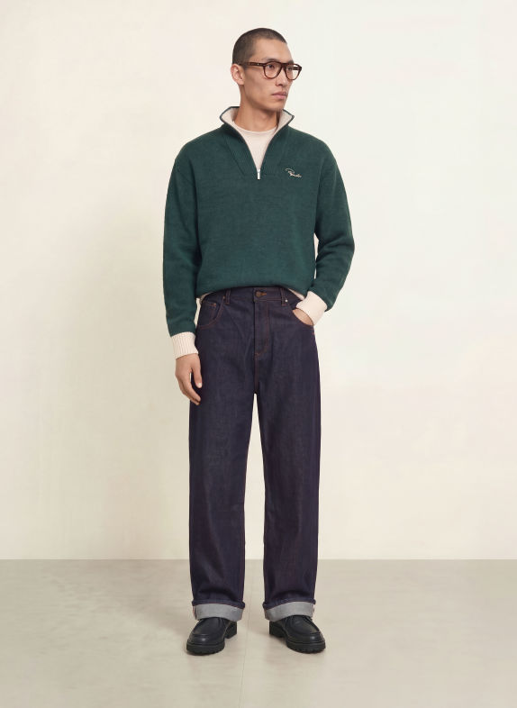 PEGADOR Half-zip sweater GILMONDE Turtleneck DARK GREEN