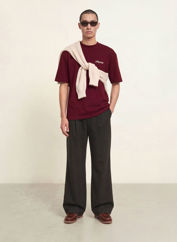 PEGADOR T-shirt oversize CARLOFORTE ROUGE FONCÉ / BLANC