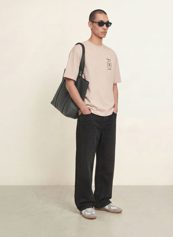 PEGADOR Oversized tričko CASOLI SVĚTLE HNĚDÁ / ČERNÁ